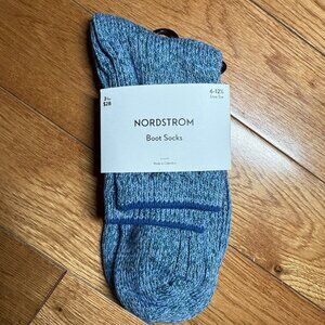 NWT Nordstrom Boot Socks Knit Blue Shoe Size 6–12.5